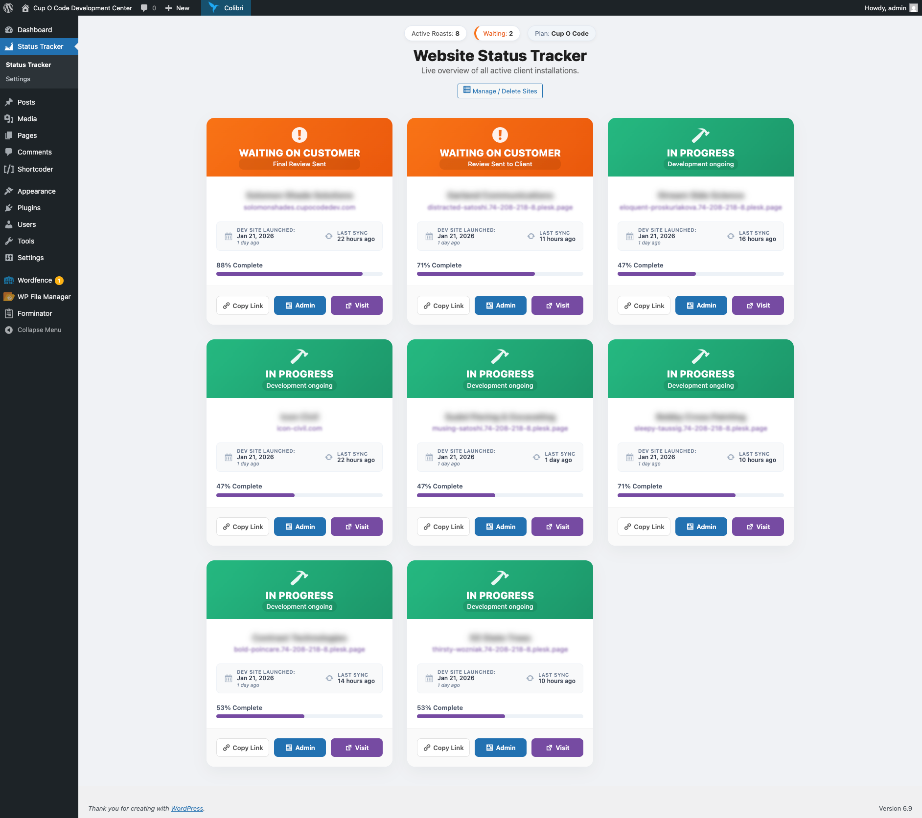 roaster hub admin dash